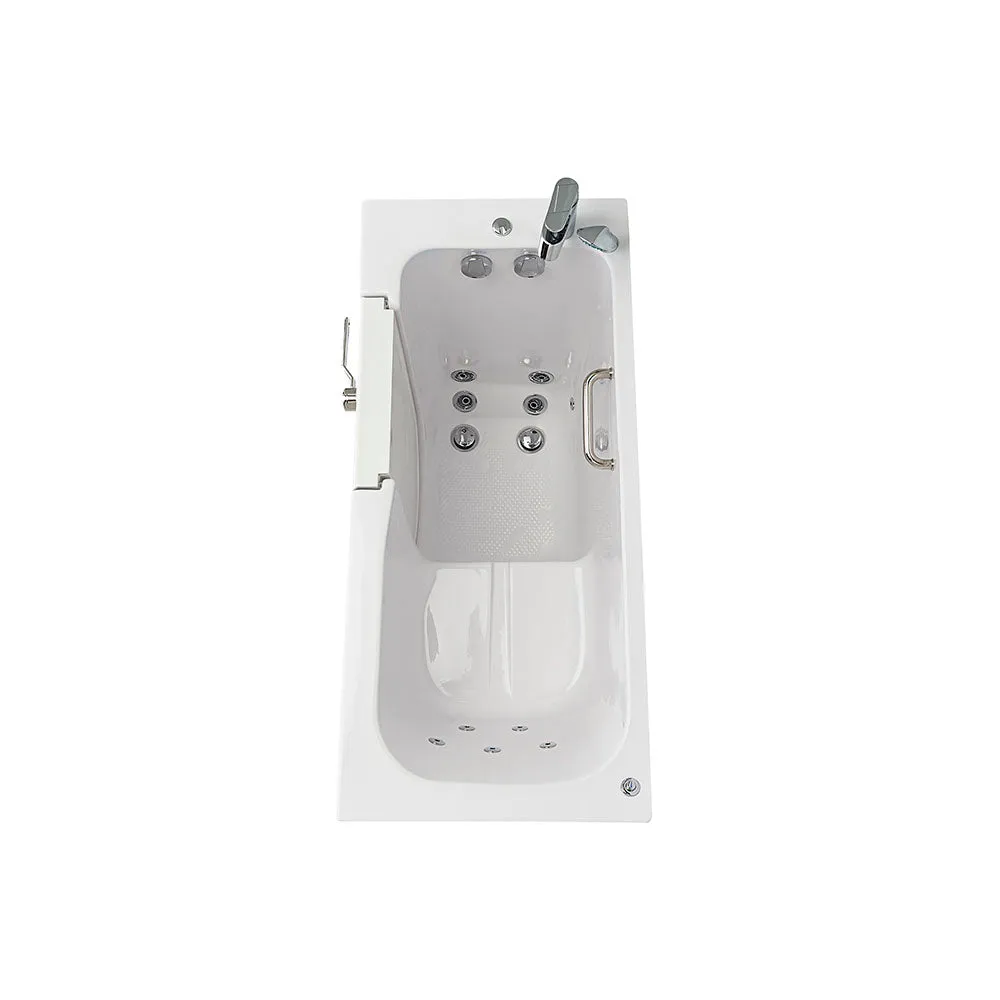 Ella Lounger 27"x60" Acrylic Hydro Massage Walk-In Bathtub with Left Outward Swing Door, Heated Seat, 2 Piece Fast Fill Faucet, 2" Dual Drain