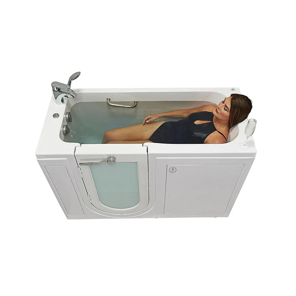 Ella Lounger 27"x60" Acrylic Hydro Massage Walk-In Bathtub with Left Outward Swing Door, Heated Seat, 2 Piece Fast Fill Faucet, 2" Dual Drain
