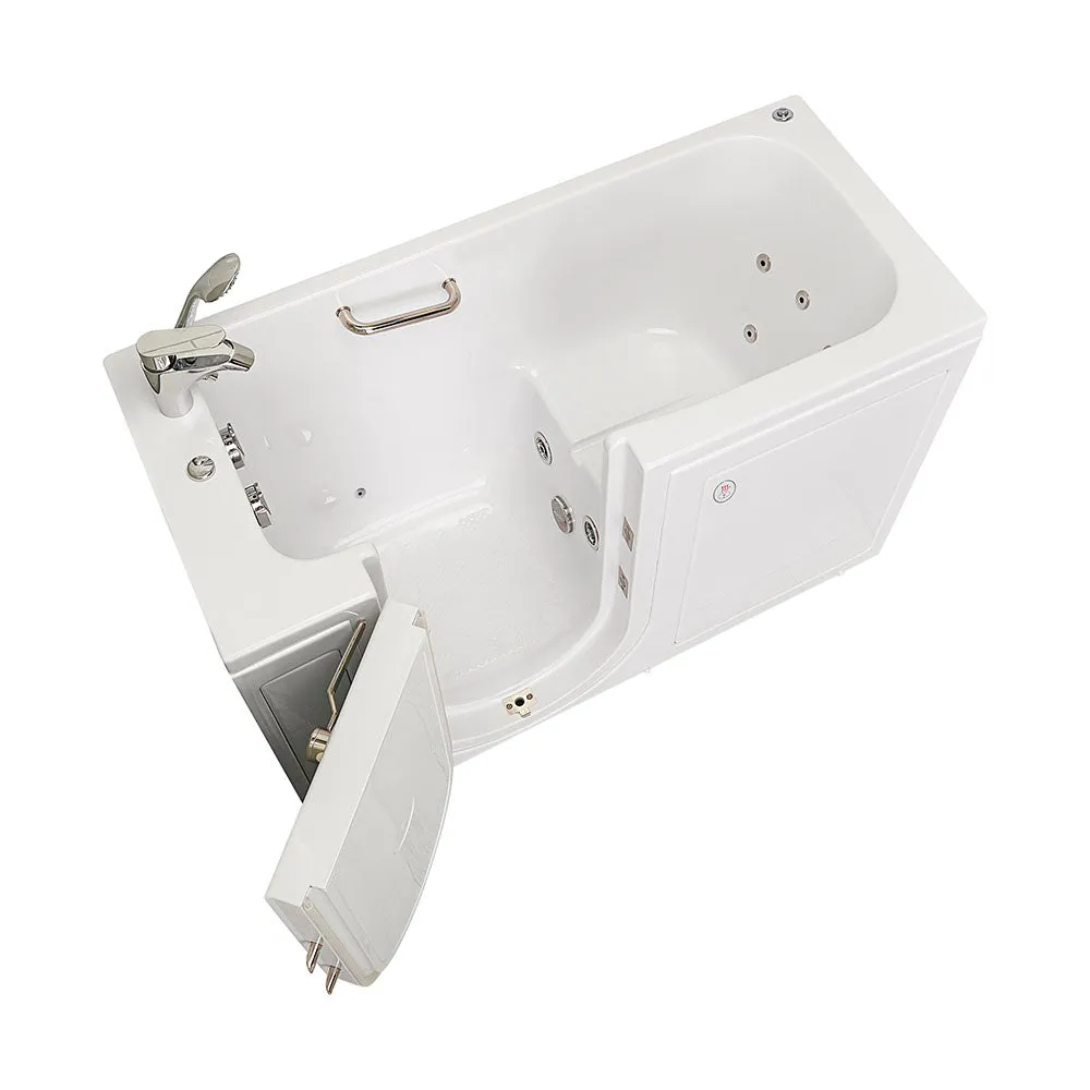 Ella Lounger 27"x60" Acrylic Hydro Massage Walk-In Bathtub with Left Outward Swing Door, Heated Seat, 2 Piece Fast Fill Faucet, 2" Dual Drain