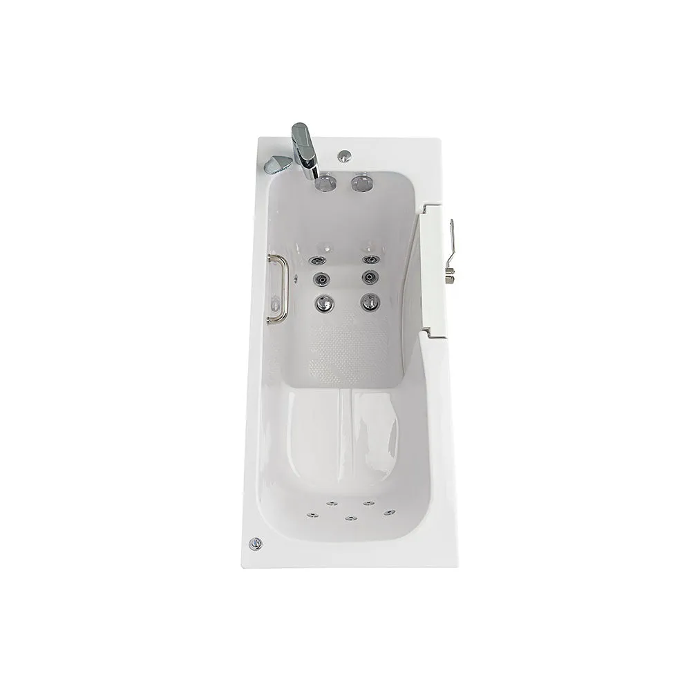 Ella Lounger 27"x60" Acrylic Hydro Massage Walk-In Bathtub with Right Outward Swing Door, 2 Piece Fast Fill Faucet, 2" Dual Drain