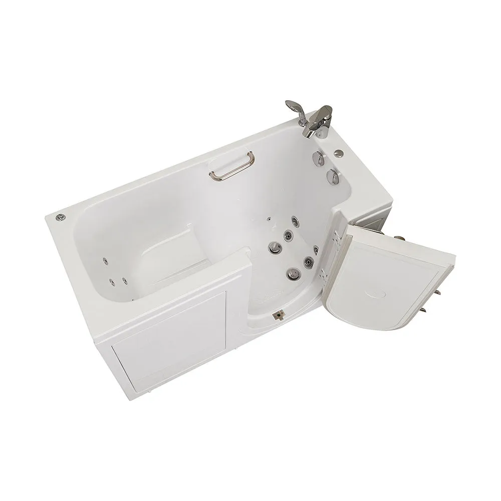 Ella Lounger 27"x60" Acrylic Hydro Massage Walk-In Bathtub with Right Outward Swing Door, 2 Piece Fast Fill Faucet, 2" Dual Drain