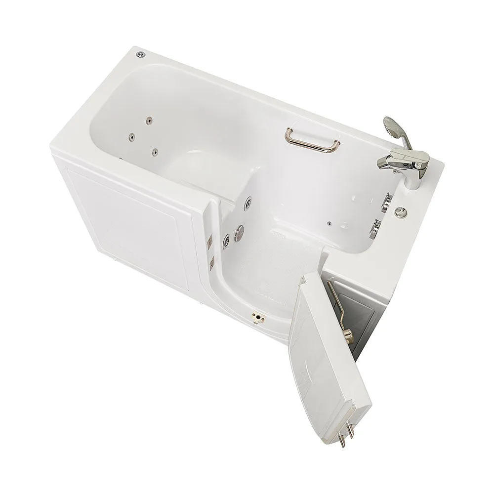Ella Lounger 27"x60" Acrylic Hydro Massage Walk-In Bathtub with Right Outward Swing Door, 2 Piece Fast Fill Faucet, 2" Dual Drain