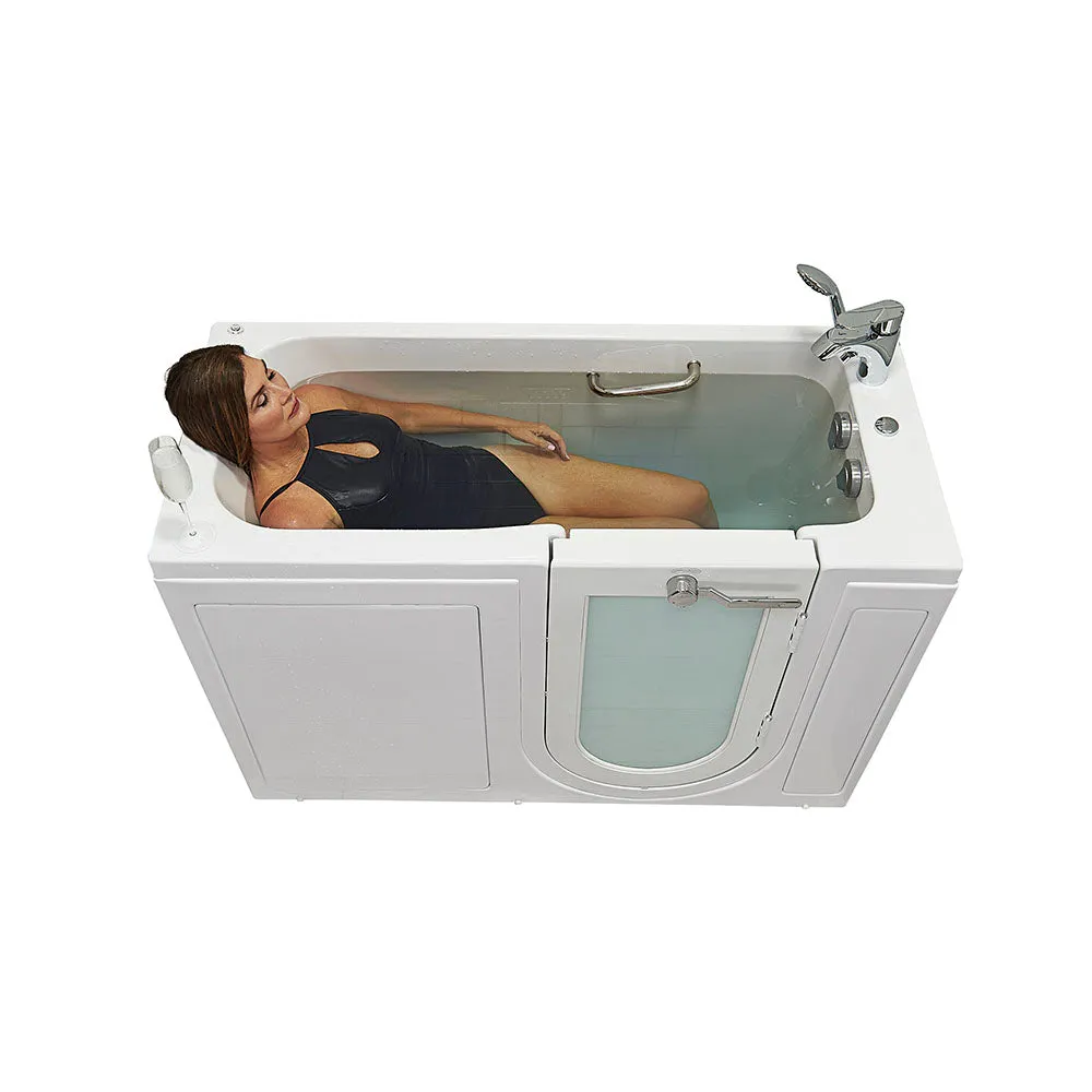 Ella Lounger 27"x60" Acrylic Hydro Massage Walk-In Bathtub with Right Outward Swing Door, 2 Piece Fast Fill Faucet, 2" Dual Drain