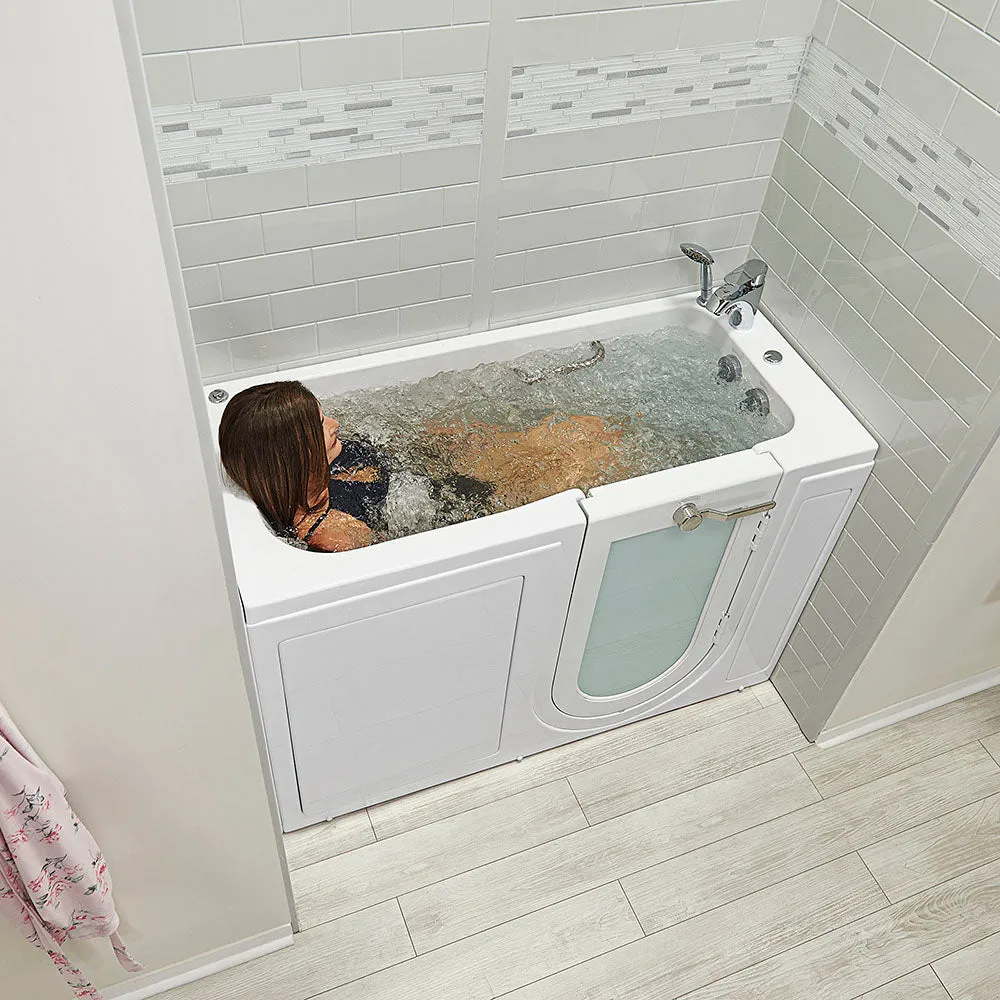 Ella Lounger 27"x60" Acrylic Hydro Massage Walk-In Bathtub with Right Outward Swing Door, 2 Piece Fast Fill Faucet, 2" Dual Drain