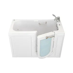Ella Lounger 27"x60" Acrylic Hydro Massage Walk-In Bathtub with Right Outward Swing Door, 2 Piece Fast Fill Faucet, 2" Dual Drain