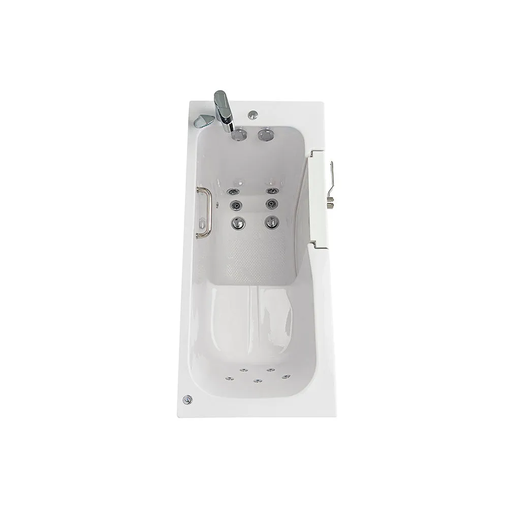 Ella Lounger 27"x60" Acrylic Hydro Massage Walk-In Bathtub with Right Outward Swing Door, Heated Seat, 2 Piece Fast Fill Faucet, 2" Dual Drain