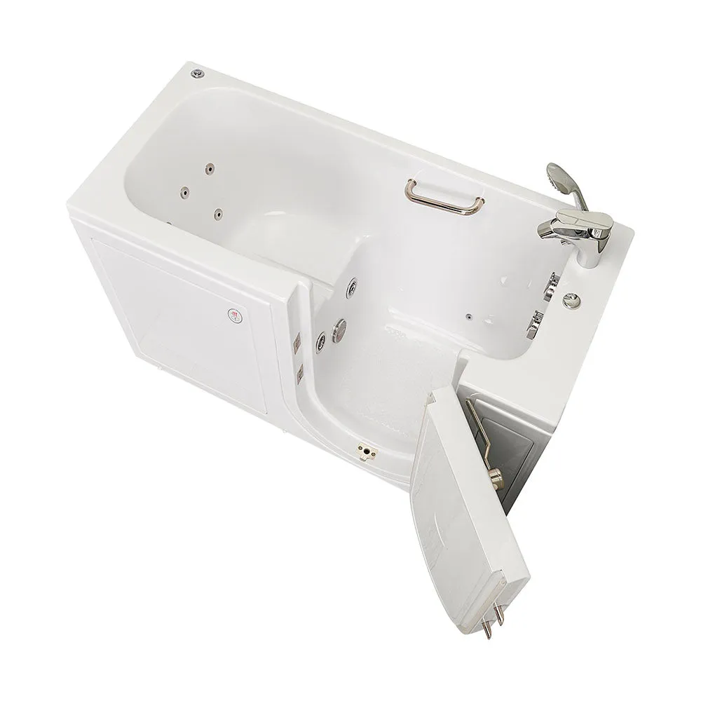 Ella Lounger 27"x60" Acrylic Hydro Massage Walk-In Bathtub with Right Outward Swing Door, Heated Seat, 2 Piece Fast Fill Faucet, 2" Dual Drain
