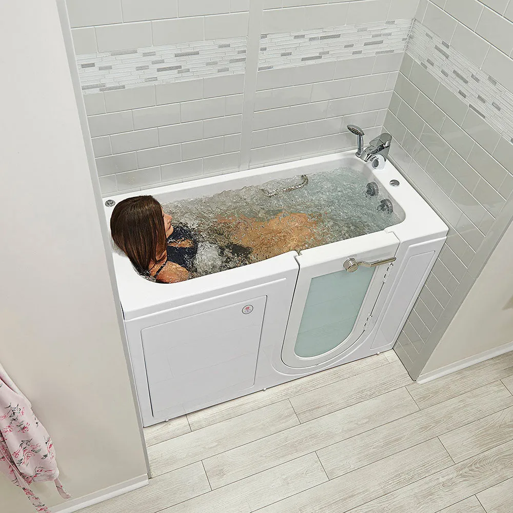 Ella Lounger 27"x60" Acrylic Hydro Massage Walk-In Bathtub with Right Outward Swing Door, Heated Seat, 2 Piece Fast Fill Faucet, 2" Dual Drain