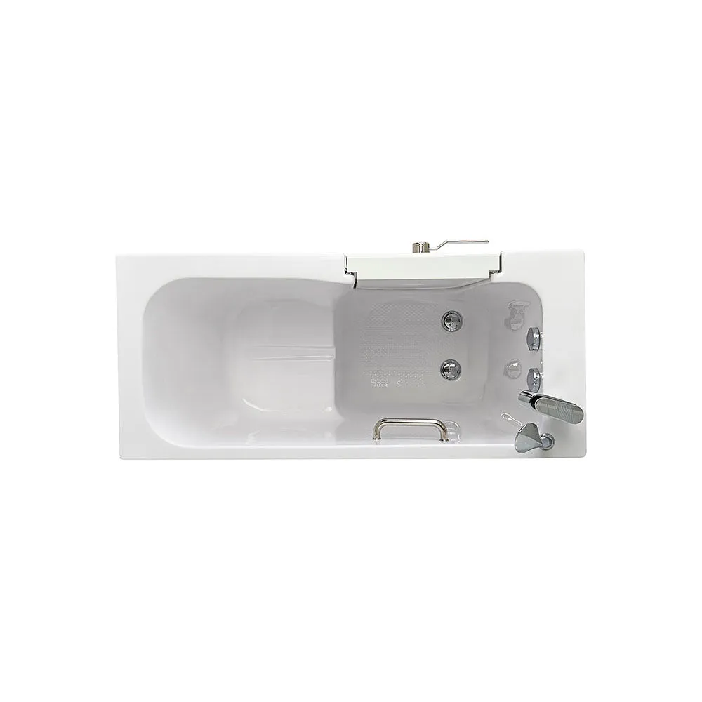 Ella Lounger 27"x60" Acrylic Soaking Walk-In-Bathtub, Left Outward Swing Door, 2 Piece Fast Fill Faucet, 2" Dual Drain