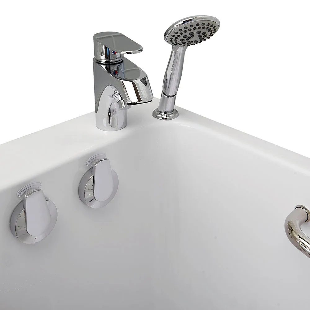 Ella Lounger 27"x60" Acrylic Soaking Walk-In-Bathtub, Left Outward Swing Door, 2 Piece Fast Fill Faucet, 2" Dual Drain