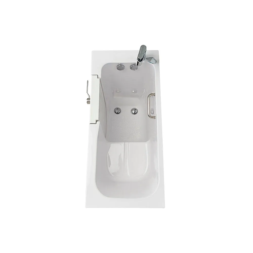 Ella Lounger 27"x60" Acrylic Soaking Walk-In-Bathtub, Left Outward Swing Door, 2 Piece Fast Fill Faucet, 2" Dual Drain
