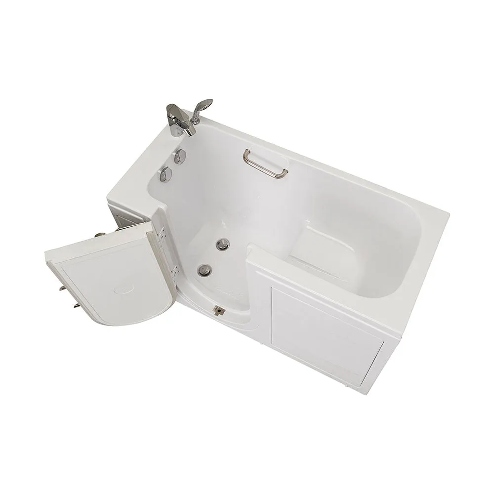 Ella Lounger 27"x60" Acrylic Soaking Walk-In-Bathtub, Left Outward Swing Door, 2 Piece Fast Fill Faucet, 2" Dual Drain