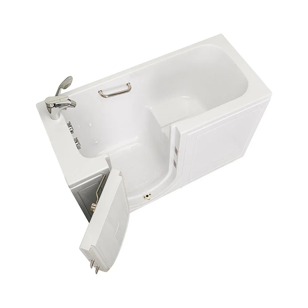 Ella Lounger 27"x60" Acrylic Soaking Walk-In-Bathtub, Left Outward Swing Door, 2 Piece Fast Fill Faucet, 2" Dual Drain