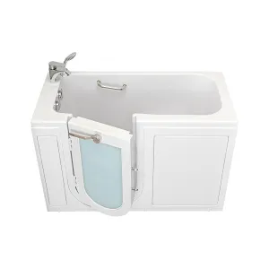 Ella Lounger 27"x60" Acrylic Soaking Walk-In-Bathtub, Left Outward Swing Door, 2 Piece Fast Fill Faucet, 2" Dual Drain