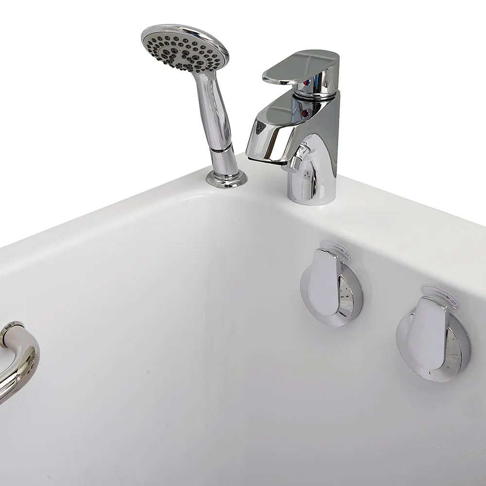 Ella Lounger 27"x60" Acrylic Soaking Walk-In-Bathtub, Right Outward Swing Door, 2 Piece Fast Fill Faucet, 2" Dual Drain