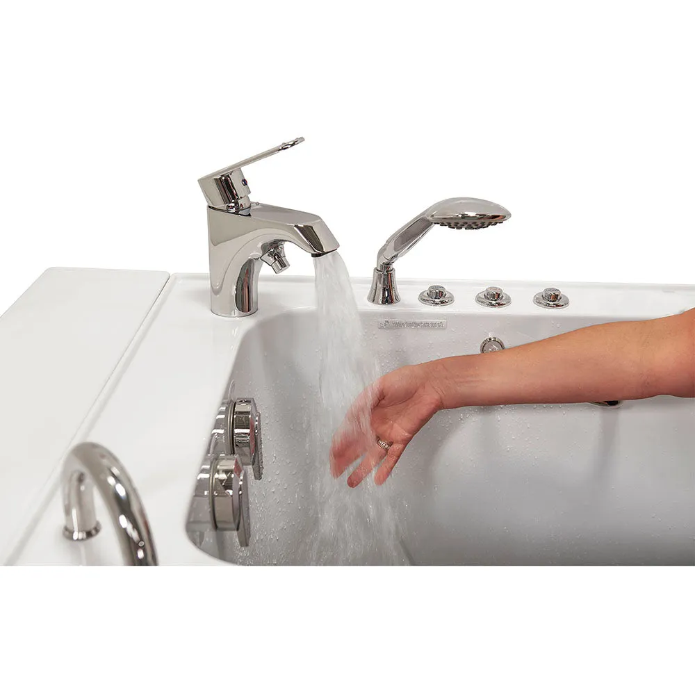 Ella Monaco 32"x52" Acrylic Air and Hydro Massage and Heated Seat Walk-In Bathtub with Left Outward Swing Door, 2 Piece Fast Fill Faucet, 2" Dual Drain