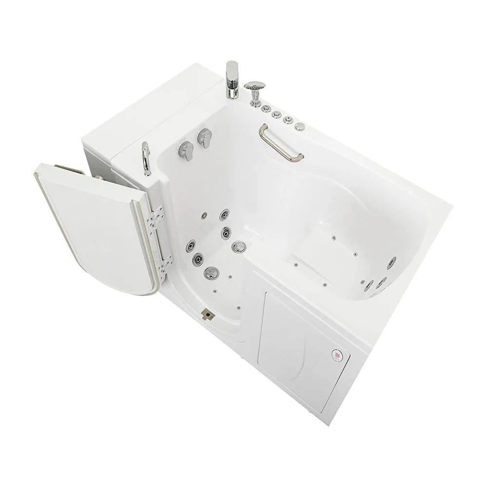 Ella Monaco 32"x52" Acrylic Air and Hydro Massage and Heated Seat Walk-In Bathtub with Left Outward Swing Door, 2 Piece Fast Fill Faucet, 2" Dual Drain