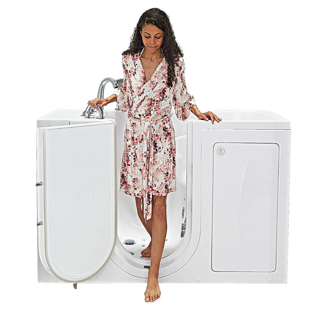 Ella Monaco 32"x52" Acrylic Air and Hydro Massage and Heated Seat Walk-In Bathtub with Left Outward Swing Door, 5 Piece Fast Fill Faucet, 2" Dual Drain