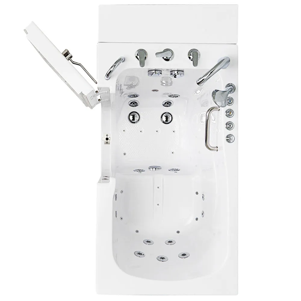 Ella Monaco 32"x52" Acrylic Air and Hydro Massage and Heated Seat Walk-In Bathtub with Left Outward Swing Door, 5 Piece Fast Fill Faucet, 2" Dual Drain