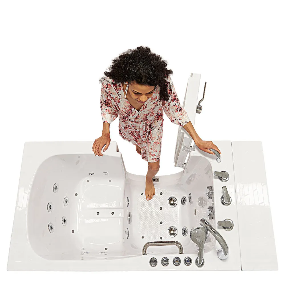 Ella Monaco 32"x52" Acrylic Air and Hydro Massage and Heated Seat Walk-In Bathtub with Left Outward Swing Door, 5 Piece Fast Fill Faucet, 2" Dual Drain