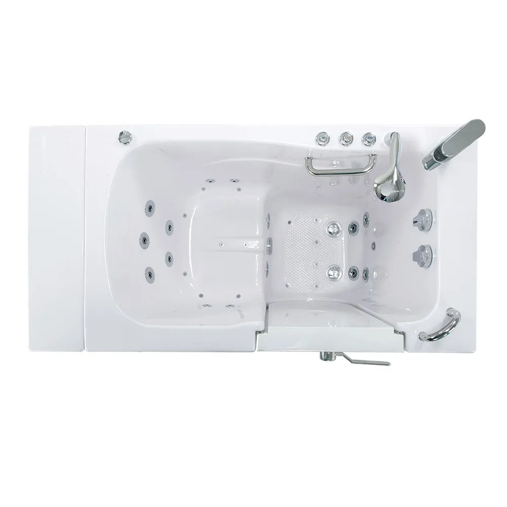 Ella Monaco 32"x52" Acrylic Air and Hydro Massage and Heated Seat Walk-In Bathtub with Right Outward Swing Door, 2 Piece Fast Fill Faucet, 2" Dual Drain