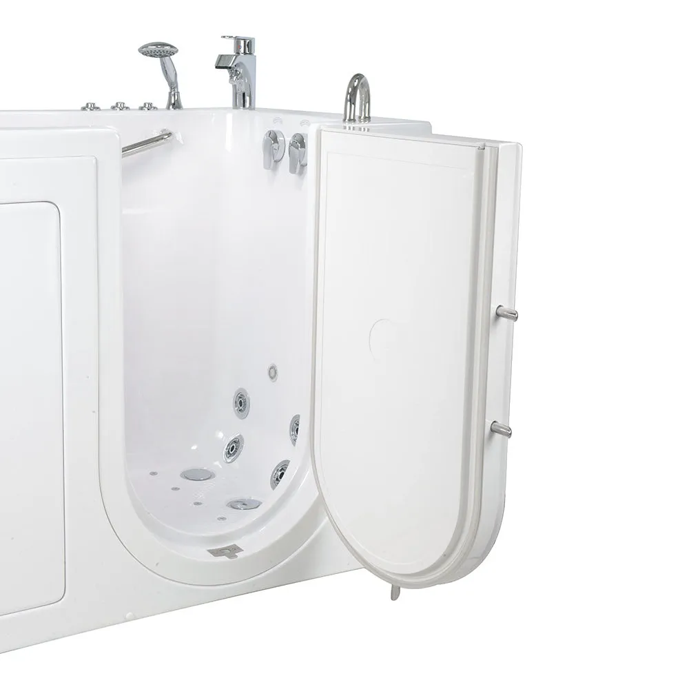 Ella Monaco 32"x52" Acrylic Air and Hydro Massage and Heated Seat Walk-In Bathtub with Right Outward Swing Door, 2 Piece Fast Fill Faucet, 2" Dual Drain
