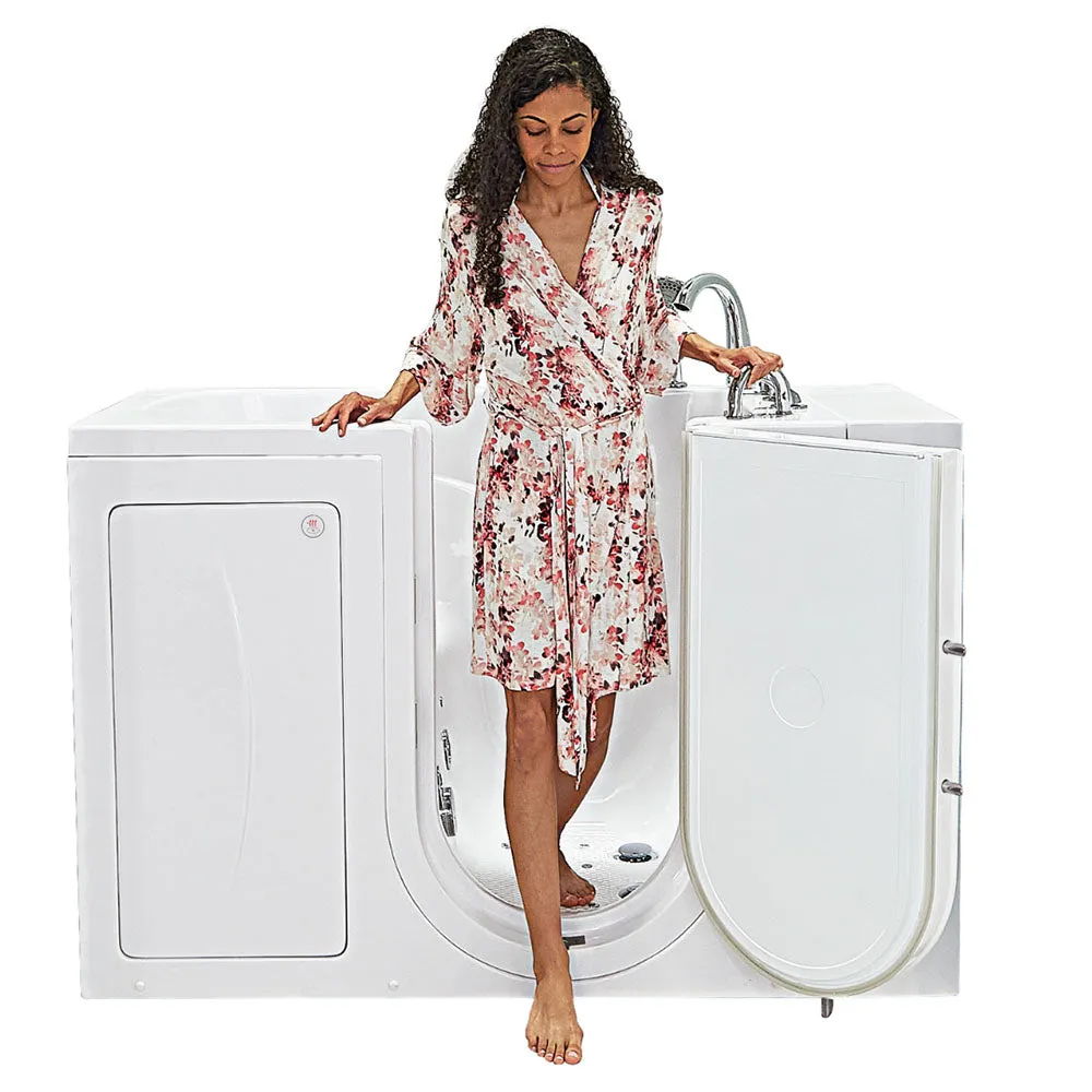 Ella Monaco 32"x52" Acrylic Air and Hydro Massage and Heated Seat Walk-In Bathtub with Right Outward Swing Door, 5 Piece Fast Fill Faucet, 2" Dual Drain