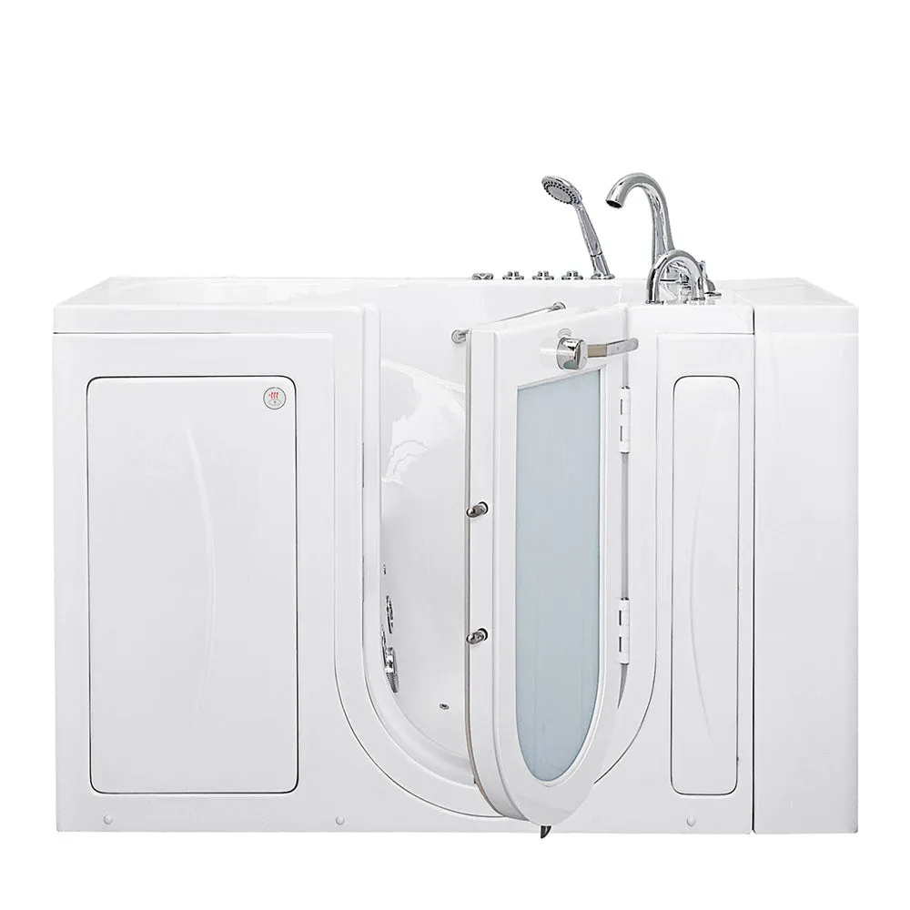 Ella Monaco 32"x52" Acrylic Air and Hydro Massage and Heated Seat Walk-In Bathtub with Right Outward Swing Door, 5 Piece Fast Fill Faucet, 2" Dual Drain