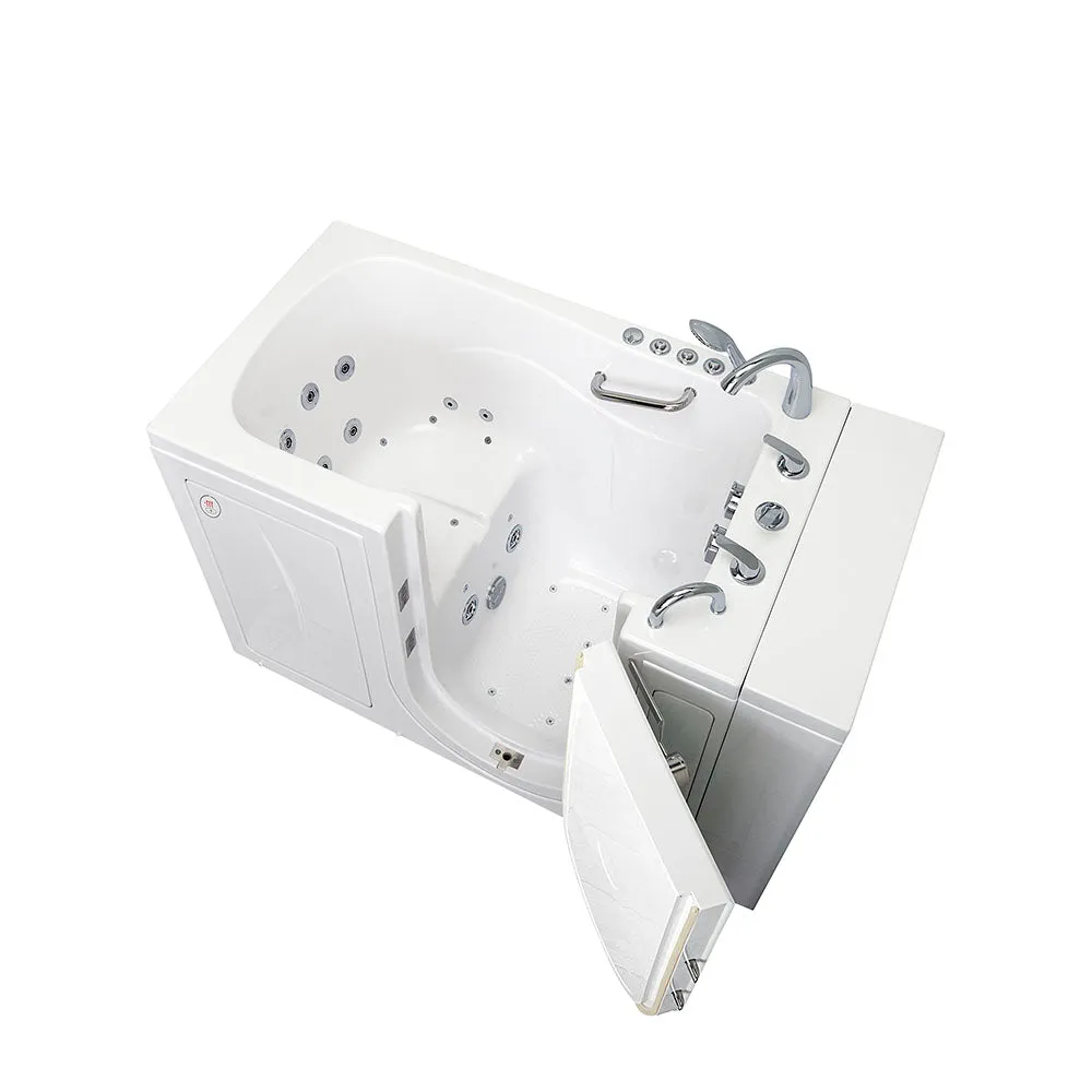 Ella Monaco 32"x52" Acrylic Air and Hydro Massage and Heated Seat Walk-In Bathtub with Right Outward Swing Door, 5 Piece Fast Fill Faucet, 2" Dual Drain
