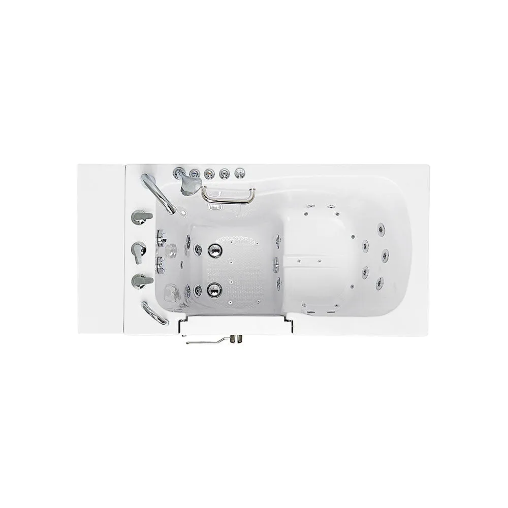 Ella Monaco 32"x52" Acrylic Air and Hydro Massage Walk-In Bathtub with Left Outward Swing Door, 5 Piece Fast Fill Faucet, 2" Dual Drain