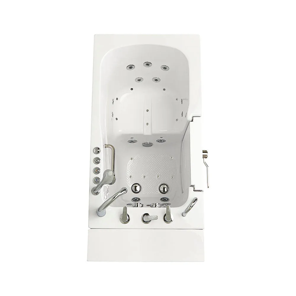 Ella Monaco 32"x52" Acrylic Air and Hydro Massage Walk-In Bathtub with Left Outward Swing Door, 5 Piece Fast Fill Faucet, 2" Dual Drain