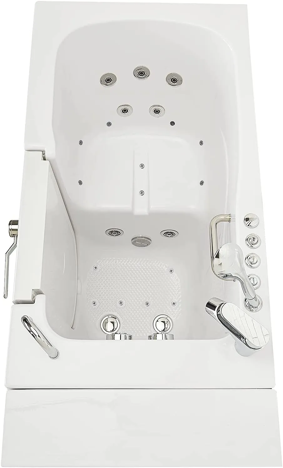 Ella Monaco 32"x52" Acrylic Air and Hydro Massage Walk-In Bathtub with Right Outward Swing Door, 2 Piece Fast Fill Faucet, 2" Dual Drain