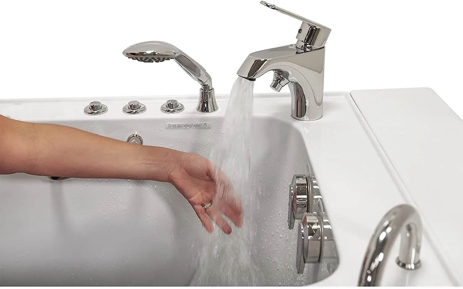 Ella Monaco 32"x52" Acrylic Air and Hydro Massage Walk-In Bathtub with Right Outward Swing Door, 2 Piece Fast Fill Faucet, 2" Dual Drain