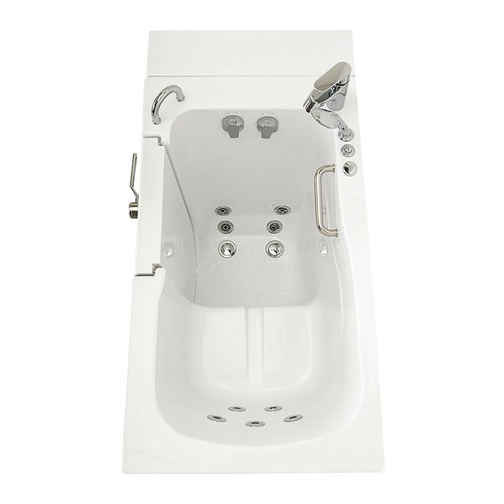 Ella Monaco 32"x52" Acrylic Hydro Massage Walk-In Bathtub with Left Outward Swing Door, 2 Piece Fast Fill Faucet, 2" Dual Drain