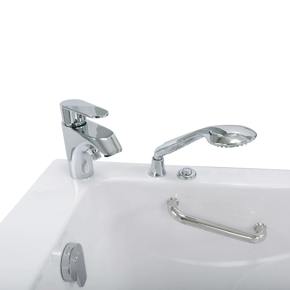 Ella Monaco 32"x52" Acrylic Hydro Massage Walk-In Bathtub with Left Outward Swing Door, 2 Piece Fast Fill Faucet, 2" Dual Drain