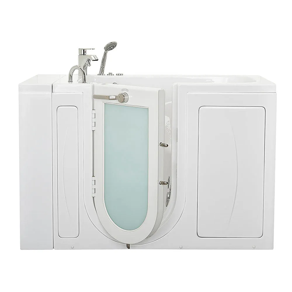 Ella Monaco 32"x52" Acrylic Hydro Massage Walk-In Bathtub with Left Outward Swing Door, 2 Piece Fast Fill Faucet, 2" Dual Drain