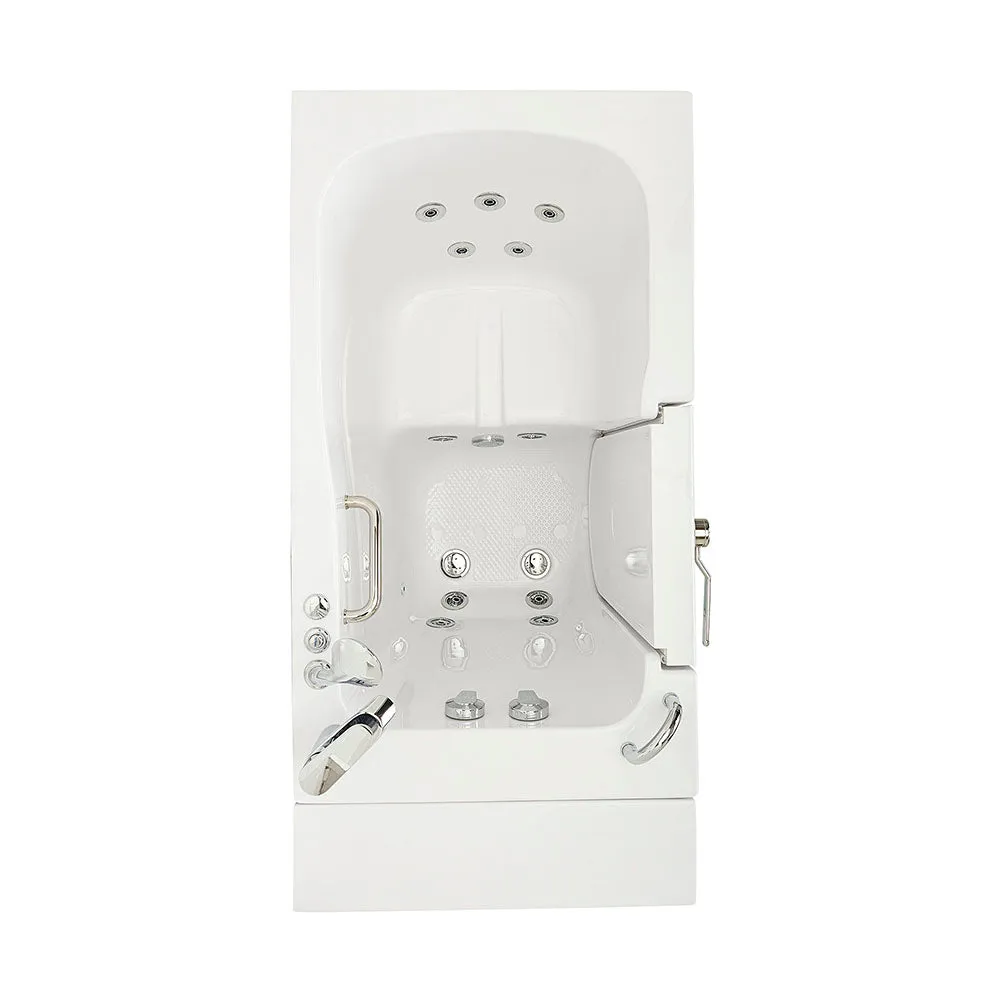 Ella Monaco 32"x52" Acrylic Hydro Massage Walk-In Bathtub with Left Outward Swing Door, 2 Piece Fast Fill Faucet, 2" Dual Drain