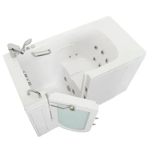 Ella Monaco 32"x52" Acrylic Hydro Massage Walk-In Bathtub with Left Outward Swing Door, 2 Piece Fast Fill Faucet, 2" Dual Drain