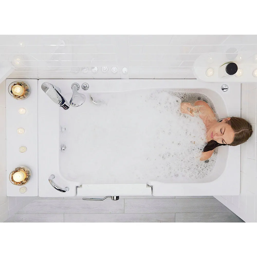 Ella Monaco 32"x52" Acrylic Hydro Massage Walk-In Bathtub with Left Outward Swing Door, 2 Piece Fast Fill Faucet, 2" Dual Drain