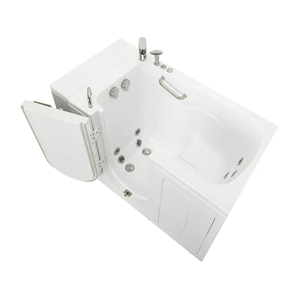 Ella Monaco 32"x52" Acrylic Hydro Massage Walk-In Bathtub with Left Outward Swing Door, 2 Piece Fast Fill Faucet, 2" Dual Drain
