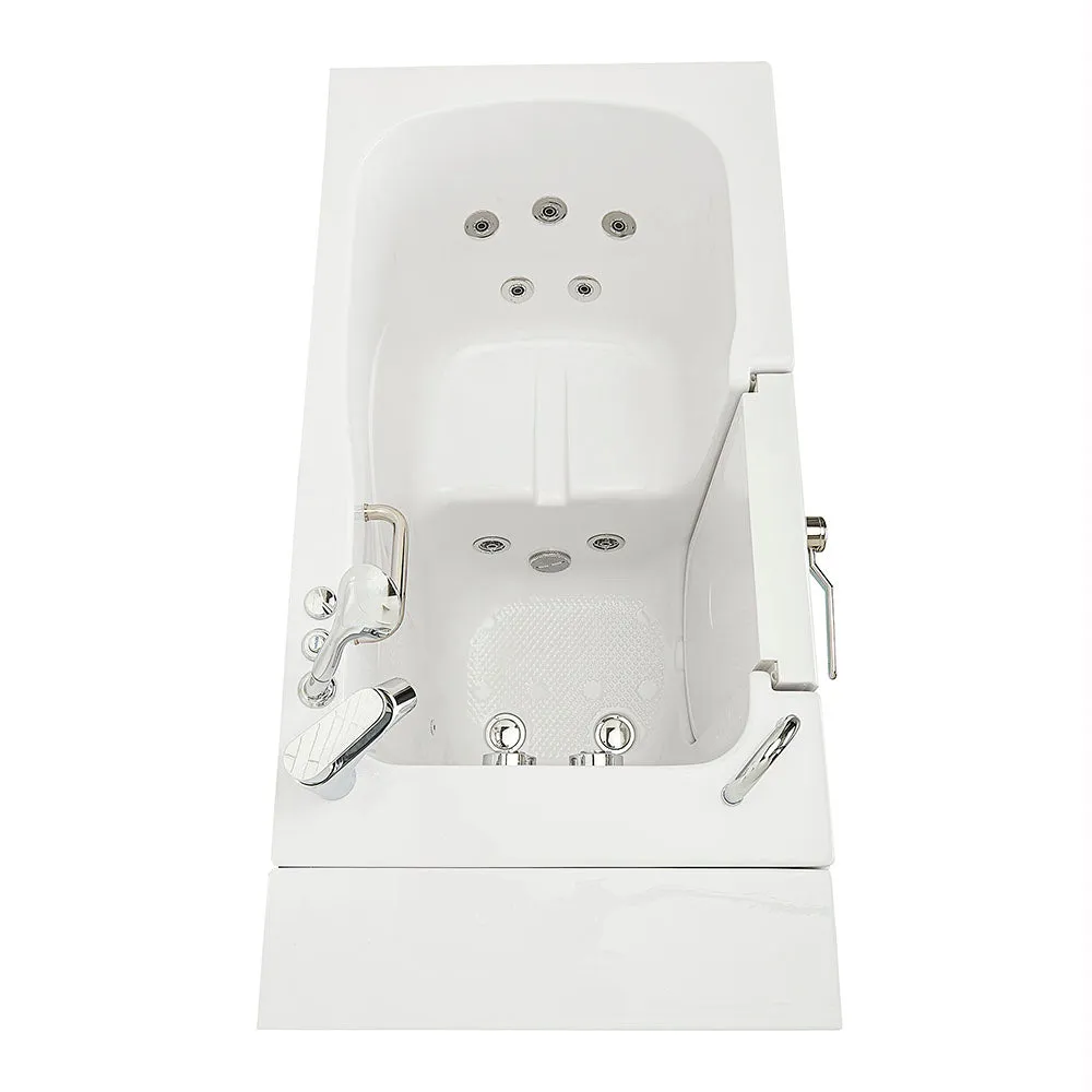 Ella Monaco 32"x52" Acrylic Hydro Massage Walk-In Bathtub with Left Outward Swing Door, 2 Piece Fast Fill Faucet, 2" Dual Drain