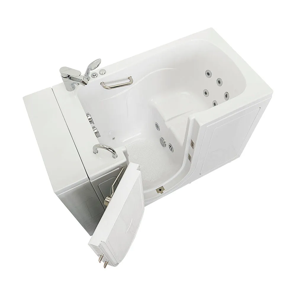 Ella Monaco 32"x52" Acrylic Hydro Massage Walk-In Bathtub with Left Outward Swing Door, 2 Piece Fast Fill Faucet, 2" Dual Drain