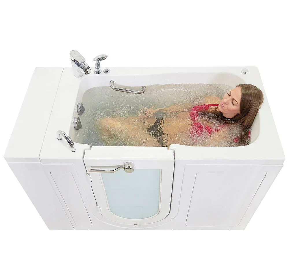 Ella Monaco 32"x52" Acrylic Hydro Massage Walk-In Bathtub with Left Outward Swing Door, 2 Piece Fast Fill Faucet, 2" Dual Drain