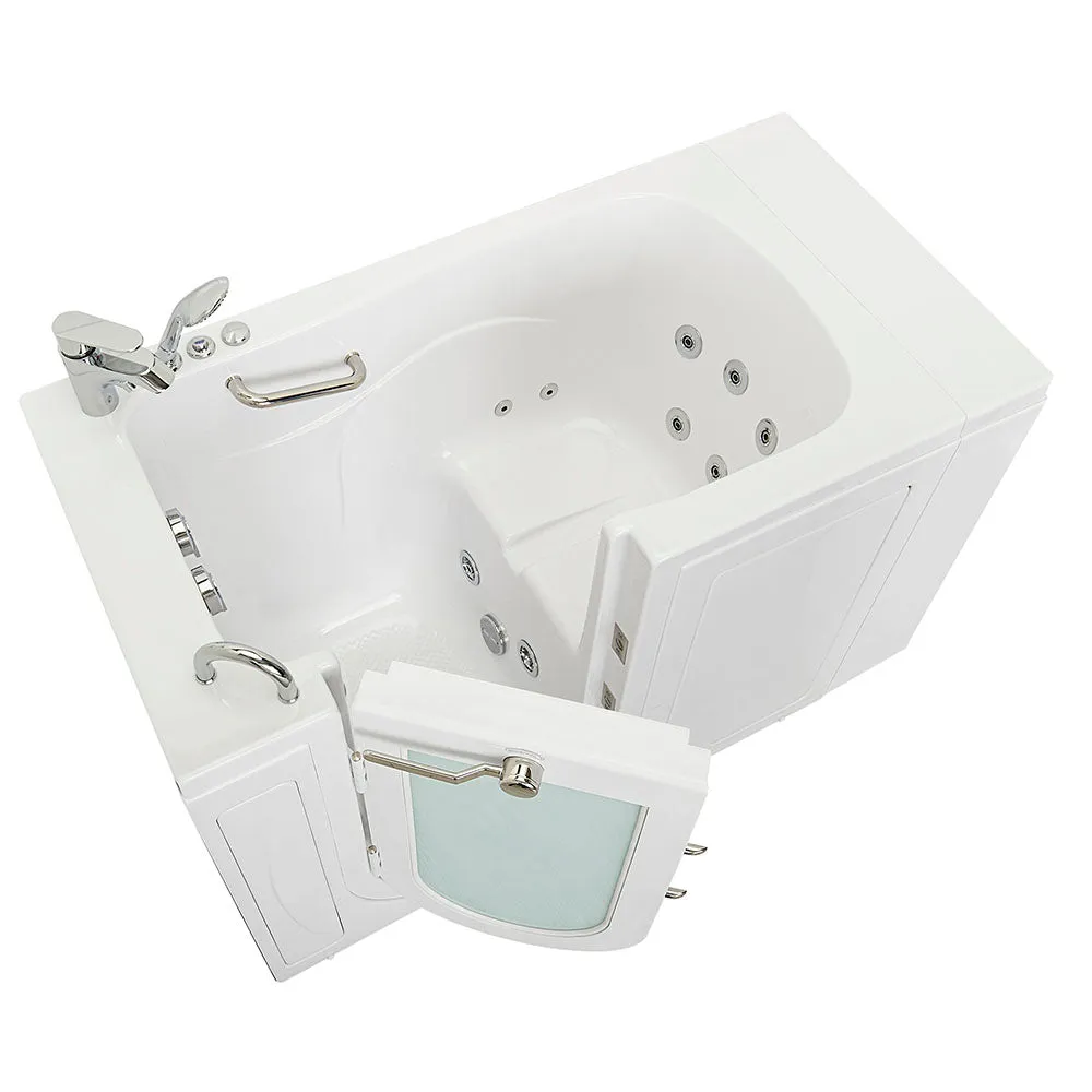 Ella Monaco 32"x52" Acrylic Hydro Massage Walk-In Bathtub with Left Outward Swing Door, 2 Piece Fast Fill Faucet, 2" Dual Drain