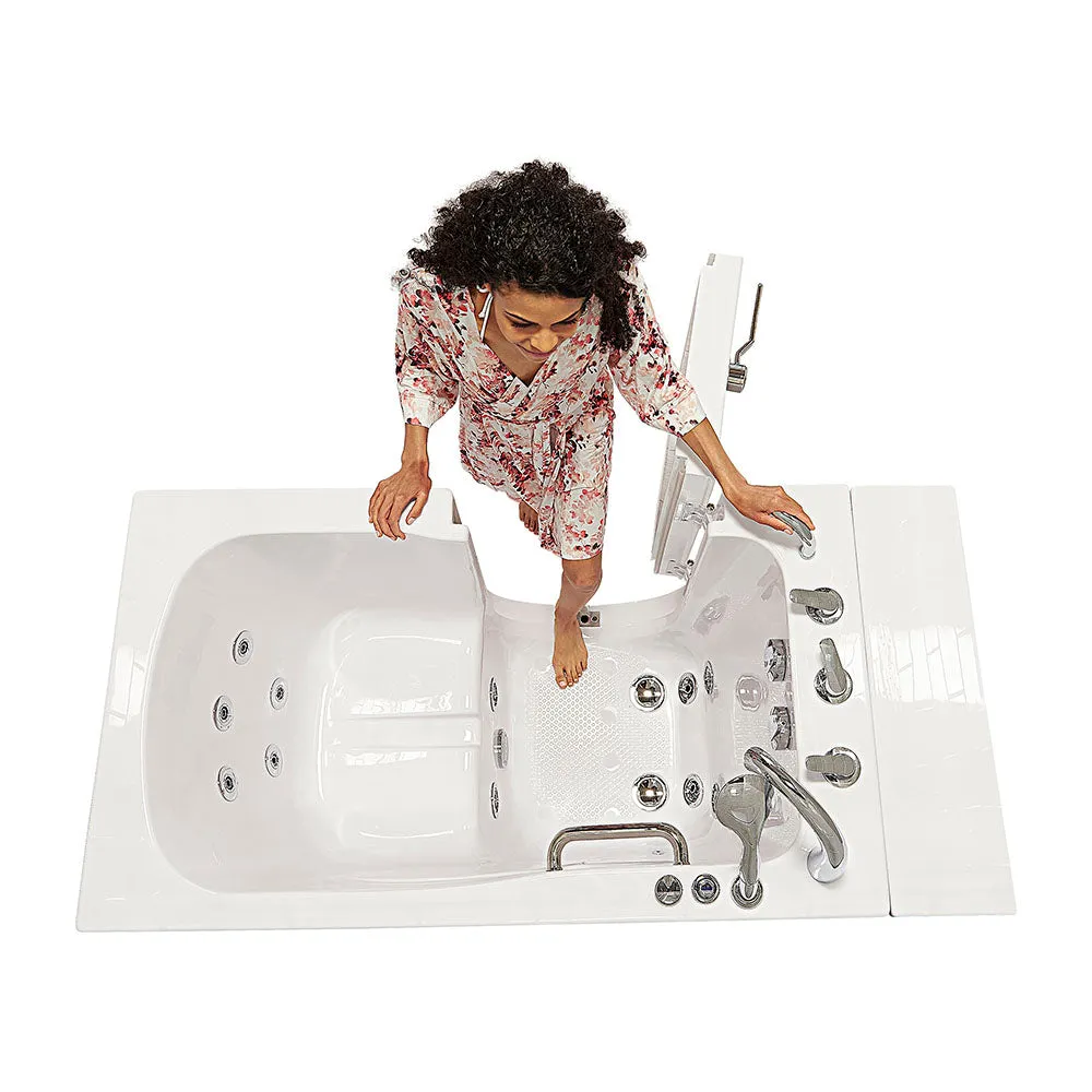 Ella Monaco 32"x52" Acrylic Hydro Massage Walk-In Bathtub with Left Outward Swing Door, 5 Piece Fast Fill Faucet, 2" Dual Drain