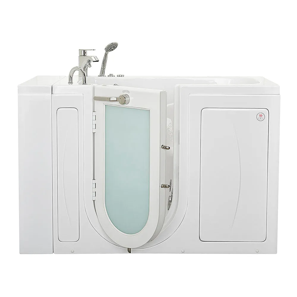 Ella Monaco 32"x52" Acrylic Hydro Massage Walk-In Bathtub with Left Outward Swing Door, Heated Seat, 2 Piece Fast Fill Faucet, 2" Dual Drain