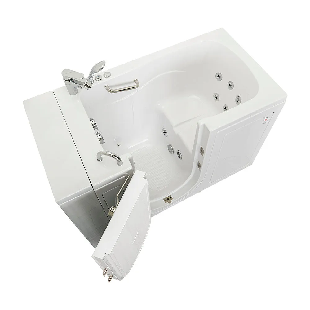 Ella Monaco 32"x52" Acrylic Hydro Massage Walk-In Bathtub with Left Outward Swing Door, Heated Seat, 2 Piece Fast Fill Faucet, 2" Dual Drain