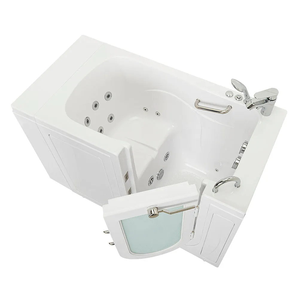 Ella Monaco 32"x52" Acrylic Hydro Massage Walk-In Bathtub with Right Outward Swing Door, 2 Piece Fast Fill Faucet, 2" Dual Drain