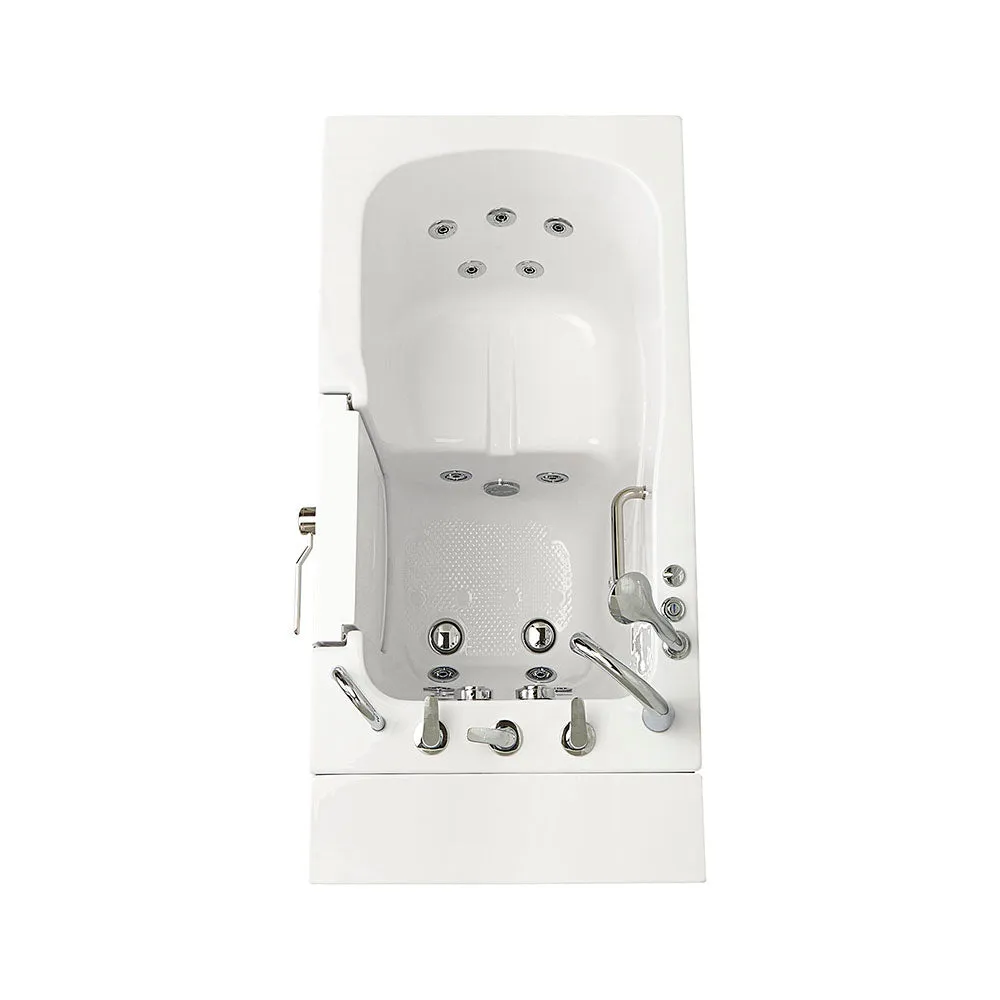 Ella Monaco 32"x52" Acrylic Hydro Massage Walk-In Bathtub with Right Outward Swing Door, 5 Piece Fast Fill Faucet, 2" Dual Drain