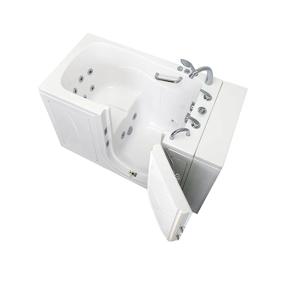 Ella Monaco 32"x52" Acrylic Hydro Massage Walk-In Bathtub with Right Outward Swing Door, 5 Piece Fast Fill Faucet, 2" Dual Drain